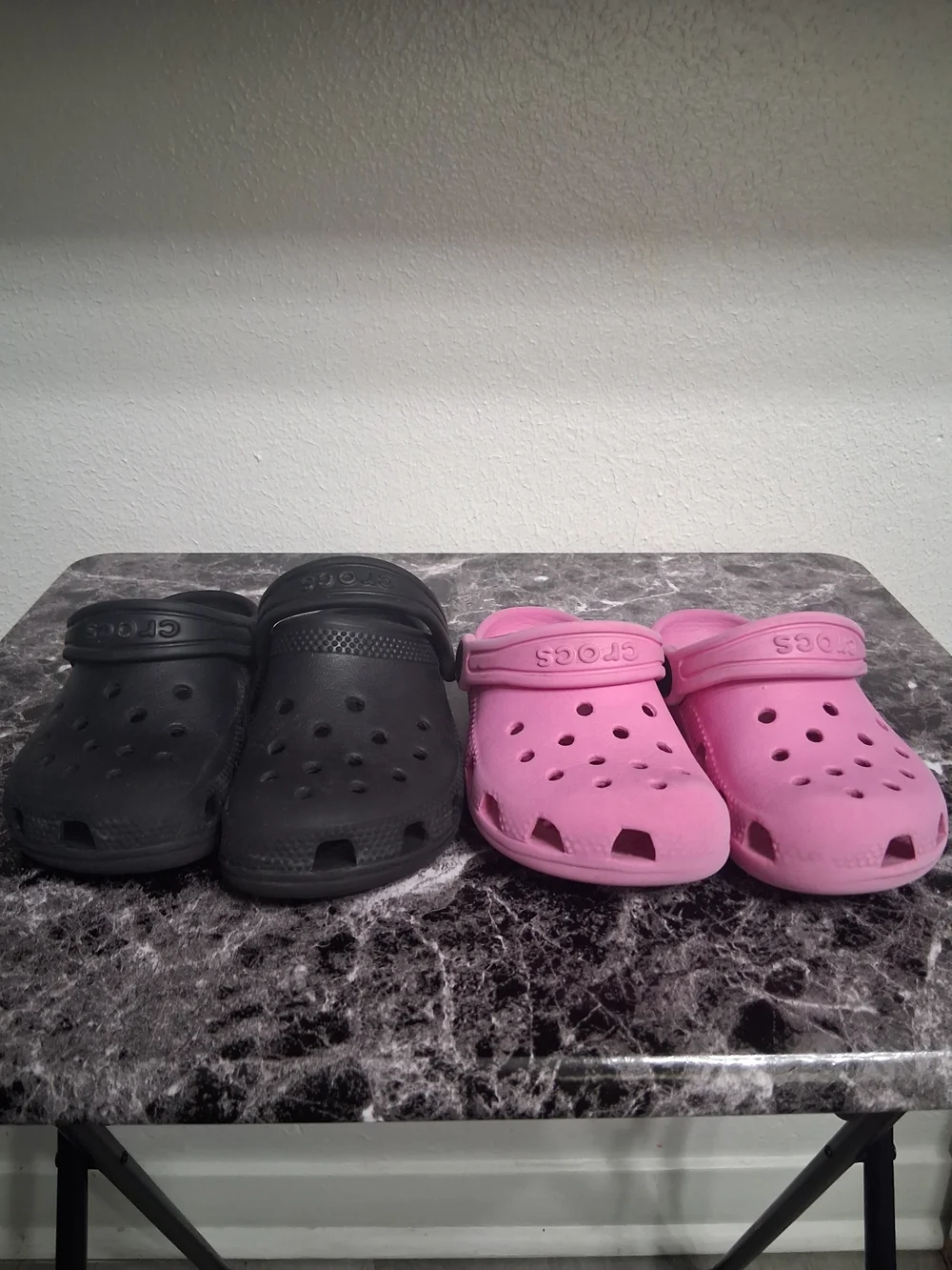 Lil Girls Bundle Set Of Crocs Size 8 & 9 Classic Clogs With 24 M Jacket